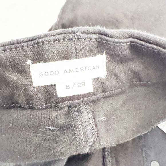 Good American Good Curve Straight Black007 Stretch Denim Zip Jeans Size 8 / 29 - Picture 7 of 8